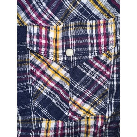 Ariat Men’s Plaid Button Up Shirt -Navy/Maroon/Yellow/WhiteSize XL - Picture 4 of 13